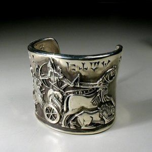 Ancient Cuff Bracelet - Big Babylon Bracelet - Sterling Silver (925)